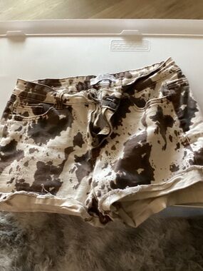 Judy Blue Cow Print Jean Shorts - Brown & White